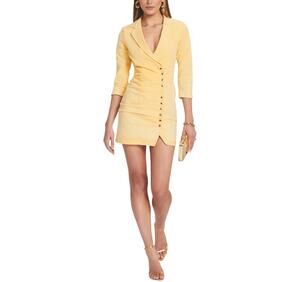 Retrofete Ruched Yellow Willa Dress Size M
